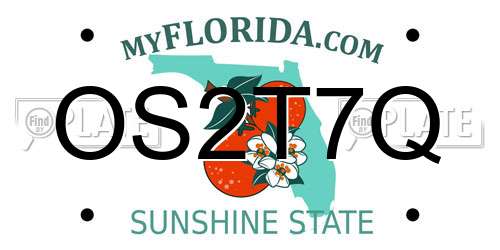 OS2T7Q Florida License Plate