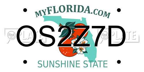 OS2Z7D Florida License Plate