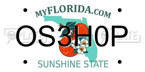 OS3H0P Florida License Plate