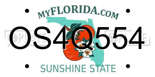 OS4Q554 Florida License Plate