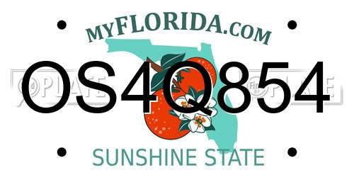 OS4Q854 Florida License Plate