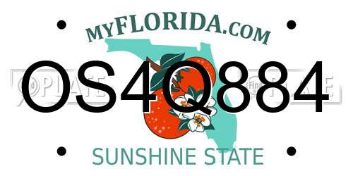 OS4Q884 Florida License Plate