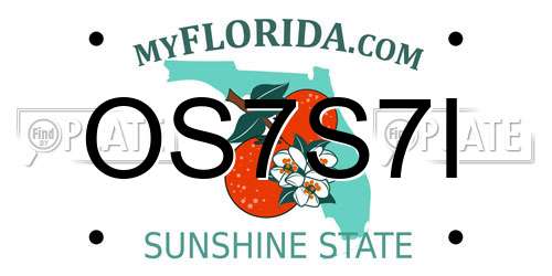 OS7S7I Florida License Plate