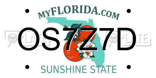 OS7Z7D Florida License Plate