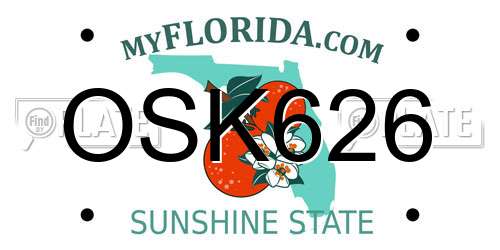 OSK626 Florida License Plate