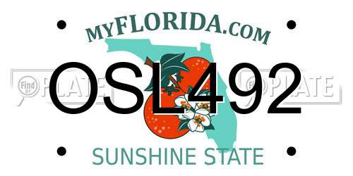 OSL492 Florida License Plate
