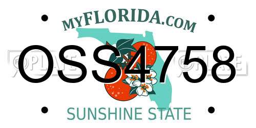 OSS4758 Florida License Plate