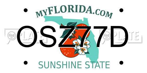 OSZ77D Florida License Plate