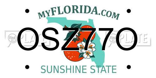 OSZ77O Florida License Plate