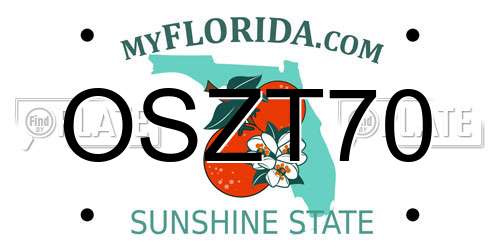 OSZT70 Florida License Plate