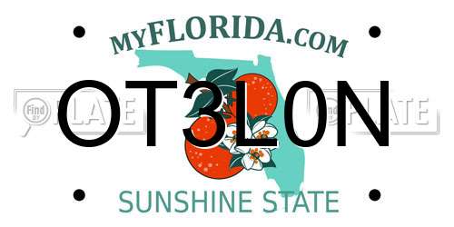 OT3L0N Florida License Plate
