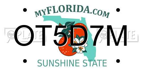 OT5D7M Florida License Plate