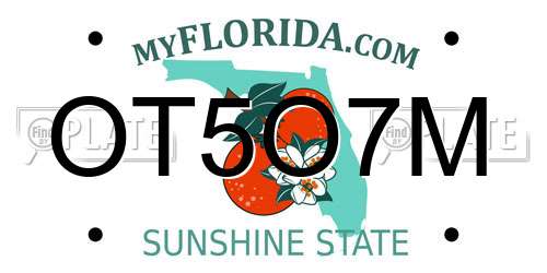 OT5O7M Florida License Plate