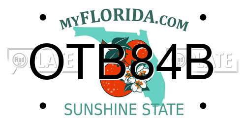 OTB84B Florida License Plate