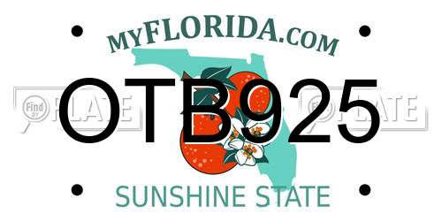 OTB925 Florida License Plate