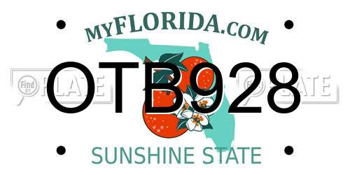 OTB928 Florida License Plate