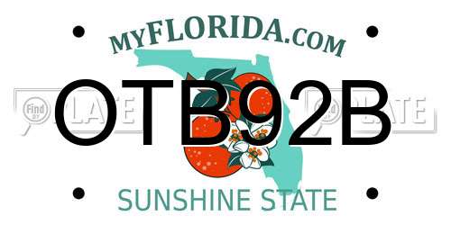 OTB92B Florida License Plate