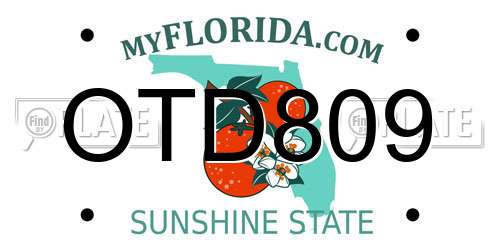 OTD809 Florida License Plate