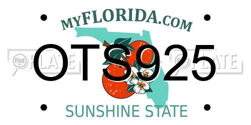 OTS925 Florida License Plate