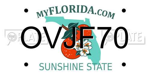 OVJF70 Florida License Plate