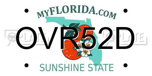 OVR52D Florida License Plate