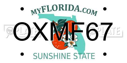 OXMF67 Florida License Plate