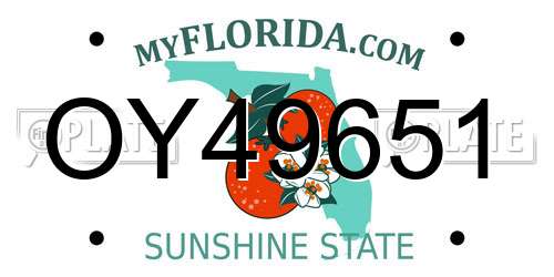 OY49651 Florida License Plate