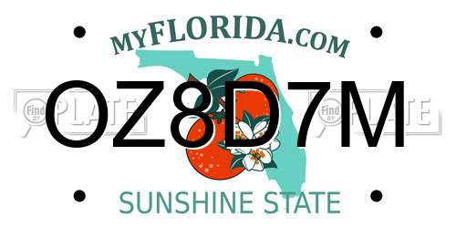 OZ8D7M Florida License Plate
