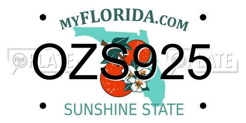 OZS925 Florida License Plate