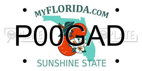 P00GAD Florida License Plate