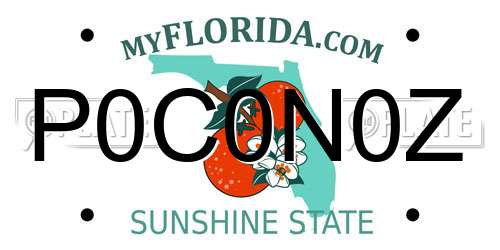 P0C0N0Z Florida License Plate