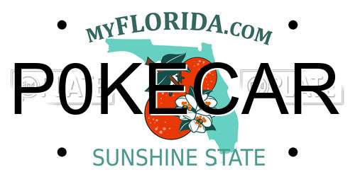 P0KECAR Florida License Plate