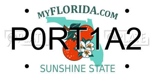 P0RT1A2 Florida License Plate