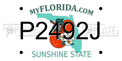 P2492J Florida License Plate