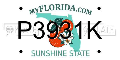 P3931K Florida License Plate