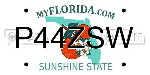 P44ZSW Florida License Plate