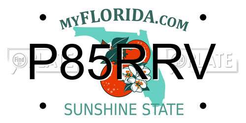 P85RRV Florida License Plate