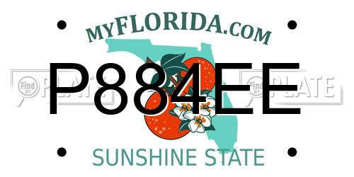 P884EE Florida License Plate