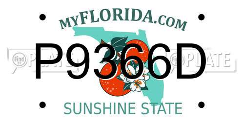 P9366D Florida License Plate