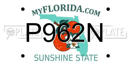 P962N Florida License Plate