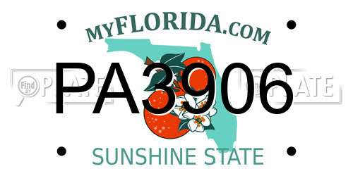 PA3906 Florida License Plate