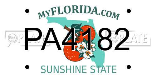 PA4182 Florida License Plate