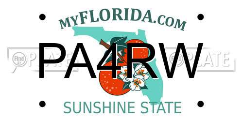 PA4RW Florida License Plate