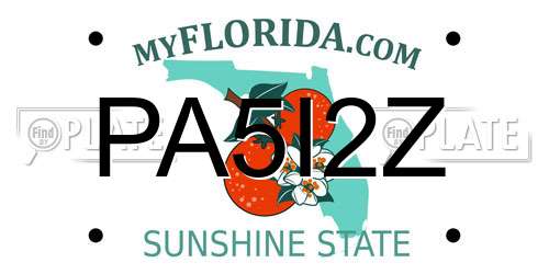 PA5I2Z Florida License Plate