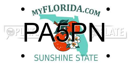 PA5PN Florida License Plate