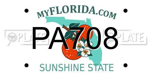PA708 Florida License Plate