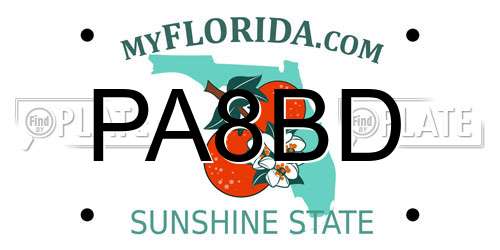PA8BD Florida License Plate