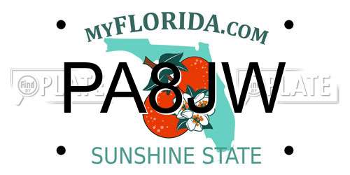 PA8JW Florida License Plate