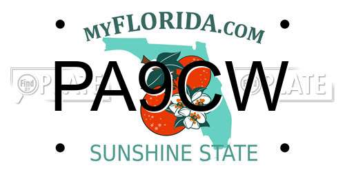 PA9CW Florida License Plate
