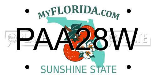 PAA28W Florida License Plate